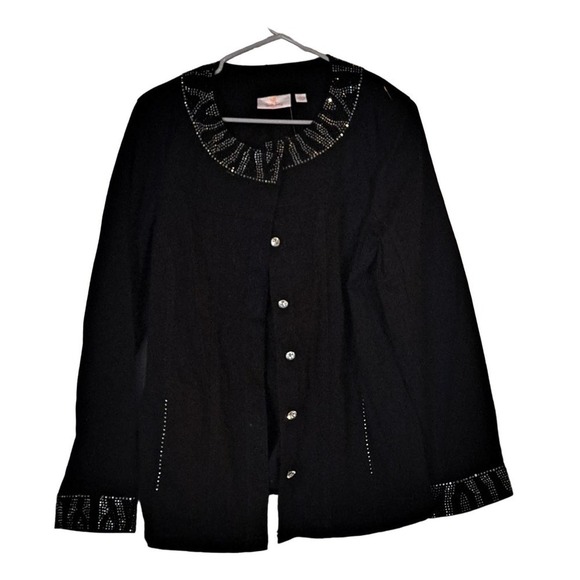 New Quacker Factory Black Jean jacket studded Large - Picture 1 of 4